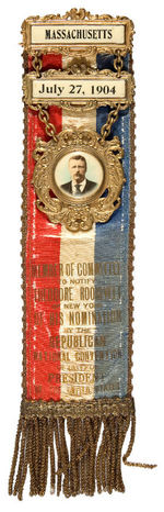 ROOSEVELT NOMINATION NOTIFICATION COMMITTEE MEMBER'S LARGE RIBBON BADGE.