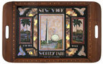 "NEW YORK WORLD'S FAIR 1939 RIO DE JANEIRO" LARGE INLAID SERVING TRAY.