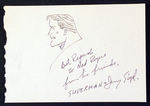 SUPERMAN CREATOR JERRY SIEGEL AUTOGRAPHED ALBUM PAGE WITH SUPERMAN HEAD SKETCH.