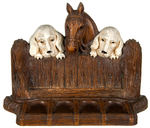 DOGS AND HORSE FIGURAL SYROCO WOOD PIPE HOLDER.