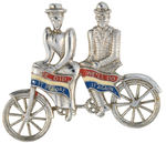 RARE WWII BICYCLE FOR TWO STERLING PIN WITH MOVING WHEELS.