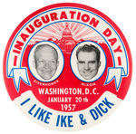 "I LIKE IKE & DICK" 1957 INAUGURATION DAY SCARCE JUGATE BUTTON.