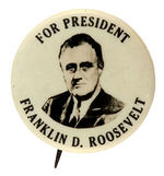 "FOR PRESIDENT FRANKLIN D. ROOSEVELT" SCARCE REAL PHOTO BUTTON.