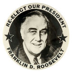 FRANKLIN ROOSEVELT LARGE REAL PHOTO UNLISTED BUTTON.