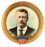 THEODORE ROOSEVELT MULTI COLOR PORTRAIT BUTTON.