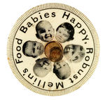 "MELLIN'S FOOD BABIES HAPPY, ROBUST" CELLULOID SPINNING TOP.