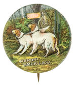 "DUPONT SMOKELESS" WOODED SCENE WITH DOGS, BIRDS, SHOTGUNS.