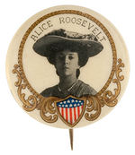 THEODORE ROOSEVELT'S DAUGHTER "ALICE ROOSEVELT" 1904 PORTRAIT BUTTON.