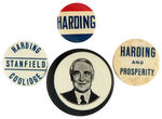 HARDING: ONE COATTAIL, TWO NAME BUTTONS, MEMORIAL BUTTON.