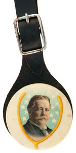 TAFT SCARCE CELLO WATCH FOB AND PORTRAIT BUTTON.