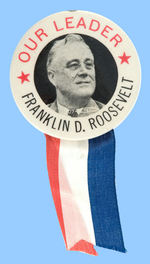 SCARCE "OUR LEADER FRANKLIN D. ROOSEVELT" 2.25" BUTTON.