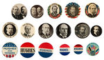 HUGHES COLLECTION: TWO JUGATES, NINE PICTURE BUTTONS, FIVE NAME BUTTONS, ONE "GOP."