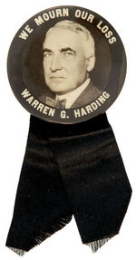 HARDING UNLISTED REAL PHOTO MEMORIAL BUTTON.