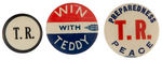 THEODORE ROOSEVELT TRIO OF INITIALS AND NICKNAME BUTTONS.