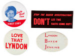 LYNDON JOHNSON AND LADYBIRD FOUR SCARCE BUTTONS.