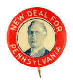 "NEW DEAL FOR PENNSYLVNIA" WITH FDR IN BLUETONE.