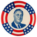 FRANKLIN ROOSEVELT VERY GRAPHIC AND RARE LARGE PORTRAIT BUTTON.