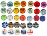 McGOVERN EXTENSIVE COLLECTION OF SLOGAN AND NAME BUTTONS IN COLOR VARIETIES.