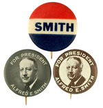 AL SMITH 1928 BUTTON TRIO.