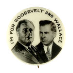 FDR/WALLACE 1940 REAL PHOTO JUGATE CELLULOID BUTTON HAKE #18.