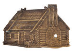 HARRISON LARGE LOG CABIN BRASS SHELL RIBBON HOLDER WITH PIN.