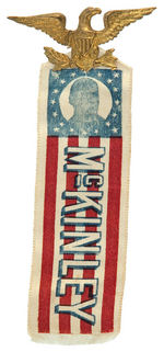 "McKINLEY" GRAPHIC MINIATURE RIBBON ON EAGLE STICKPIN.