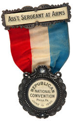 "REPUBLICAN NATIONAL CONVENTION" 1900 RIBBON BADGE.