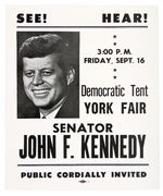 KENNEDY SMALL POSTER FOR 1960 CAMPAIGN APPEARANCE AT YORK PENNSYLVANIA FAIR.
