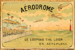 "LOOPING THE LOOP EN AEROPLANE" FRENCH AVIATION GAME LINEN-MOUNTED ADVERTISING POSTER.