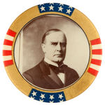 McKINLEY LARGE UNLISTED BUTTON WITH SEPIA REAL PHOTO PORTRAIT.