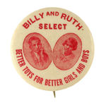 HAKE COLLECTION "BILLY AND RUTH" TOYS PROMOTION BUTTON.