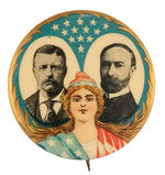 "THEODORE ROOSEVELT" CLASSIC 1904 JUGATE BUTTON WITH MISS LIBERTY.