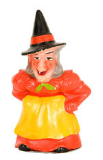 LAUGHING HALLOWEEN WITCH CANDY CONTAINER.