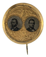 "GRANT/COLFAX" ESSENTIALLY MINT UNIFACE FERROTYPE JUGATE PIN.