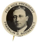 FRANKLIN ROOSEVELT "FOR VICE PRESIDENT" REAL PHOTO RARE BUTTON.