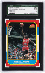 1986-87 FLEER MICHAEL JORDAN ROOKIE CARD SGC 86 NM+ 7.5.