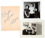 RICK NELSON AUTOGRAPH WITH CANDID PHOTO OF OZZIE AND HARRIET WITH HARRY McLAUGHLIN.