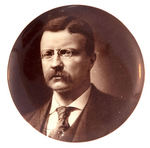 THEODORE ROOSEVELT LARGE DEEP SEPIA REAL PHOTO PORTRAIT BUTTON.