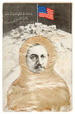 1908 "DR. FREDRICK A. COOK DISCOVERED THE NORTH POLE" FAUX FUR ACCENT UNUSUAL POSTCARD