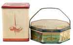 "NEW YORK WORLD'S FAIR 1939" TIN CONTAINERS & TRAYS LOT.