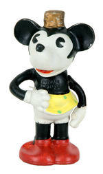 "MINNIE MOUSE" 5" TALL TOOTHBRUSH HOLDER WITH MOVABLE ARM 1930s BISQUE.