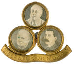 TRIGATE OF ROOSEVELT, CHURCHILL, AND STALIN BRASS PIN.