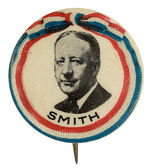 "SMITH" PORTRAIT BUTTON WITH GRAPHIC BUNTING RIM DESIGN.