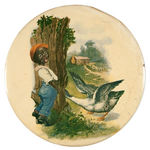 CARTOON URINATING BLACK BOY ATTACKED BY GOOSE LARGE 9" CELLULOID.