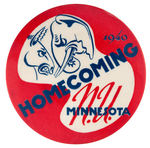 DONKEY AND ELEPHANT 1940 FACE OFF ON "HOMECOMING" FOOTBALL BUTTON.