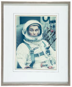 GEMINI 9A ASTRONAUT EUGENE CERNAN SIGNED PHOTO DISPLAY.