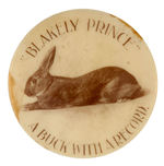 STUD BUNNY PICTURED ON EARLY 1900s REAL PHOTO BUTTON FROM HAKE COLLECTION AND CPB.