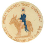 UNCLE SAM ON DONKEY SEARCHING FOR 1898 CARNIVAL FROM HAKE COLLECTION.