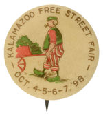 “KALAMAZOO FREE STREET FAIR” 1898 BUTTON FROM HAKE COLLECTION AND CPB.