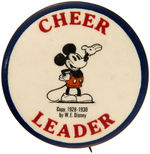 MICKEY MOUSE MOVIE CLUB EARLY 1930s OFFICER BUTTON FOR “CHEER LEADER.”